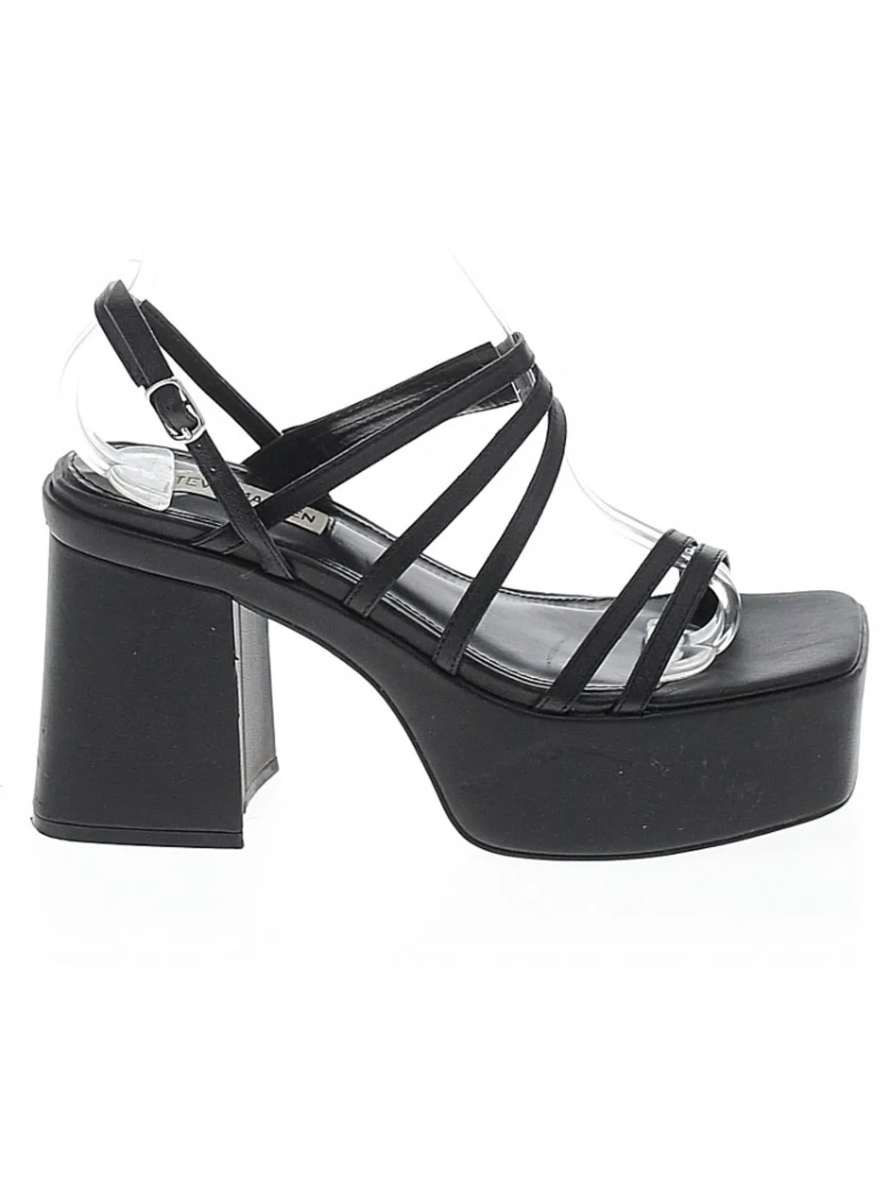 Steve Madden Black Platform Strappy Sandals with Ankle Buckle